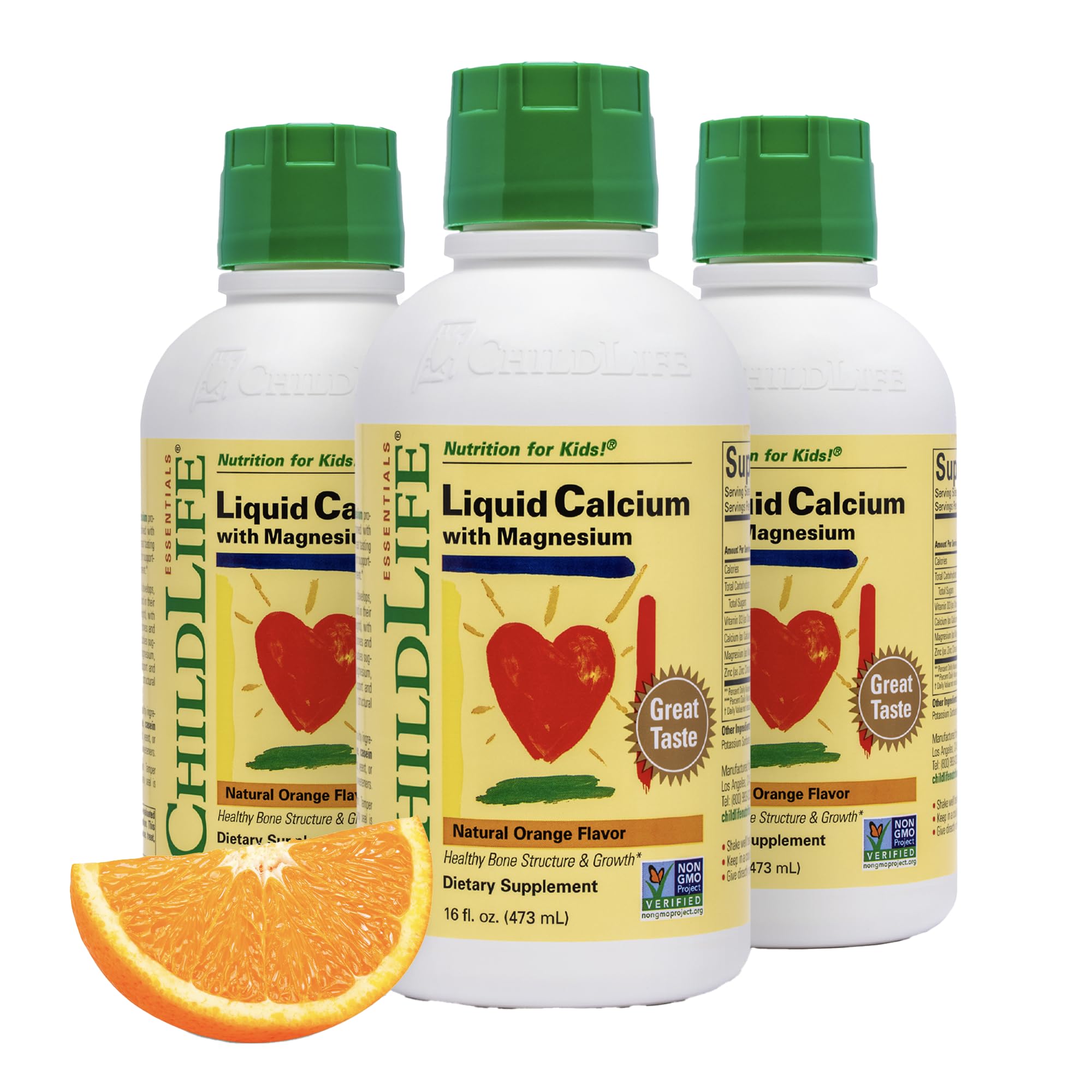CHILDLIFE ESSENTIALS liquid calcium bottle front for easy daily dosing