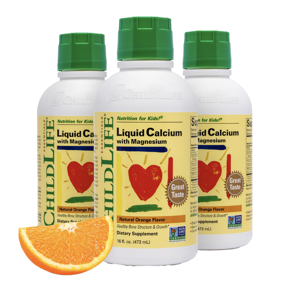 CHILDLIFE ESSENTIALS liquid calcium bottle front for easy daily dosing