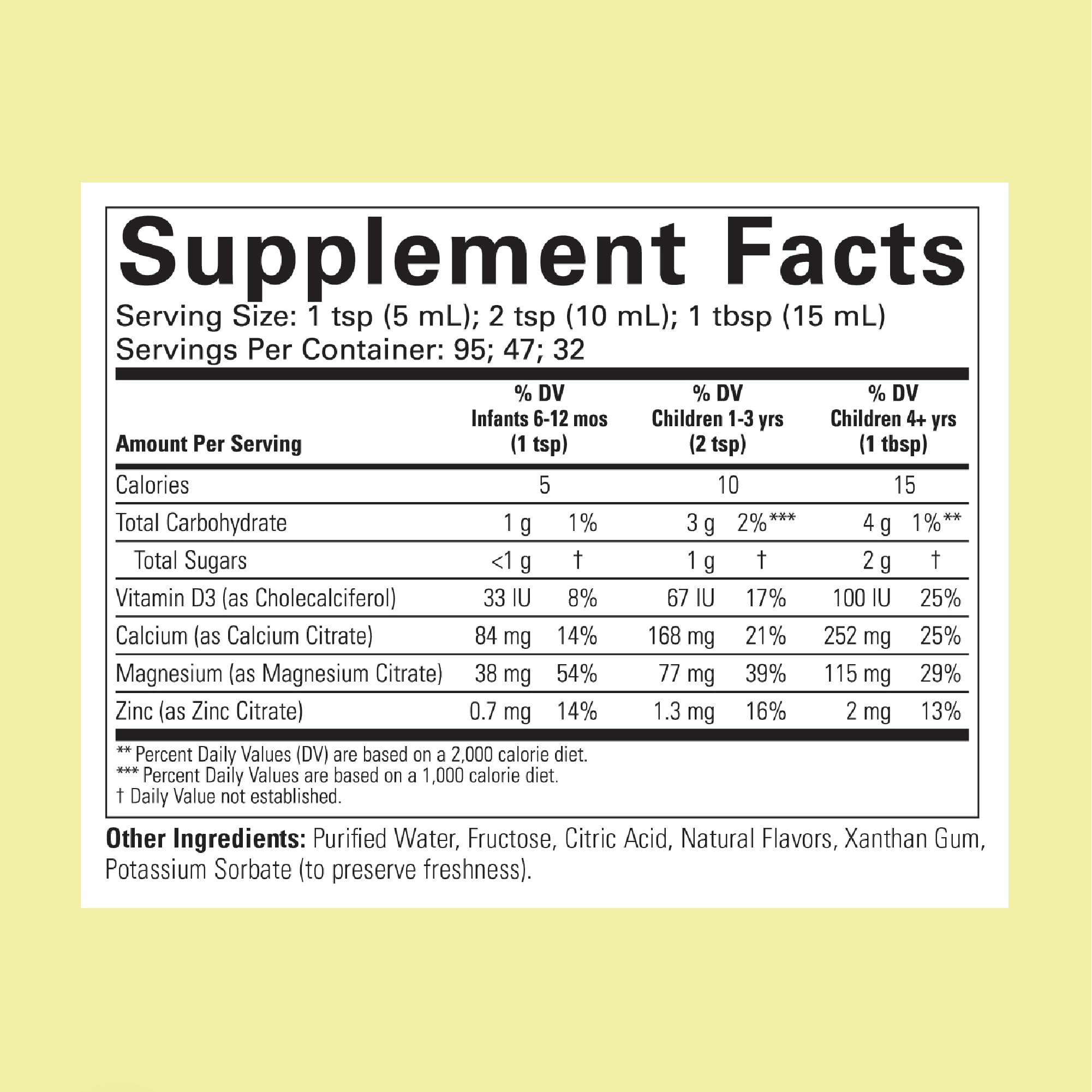 ChildLife Essentials orange flavor bottle label highlighting natural ingredients.