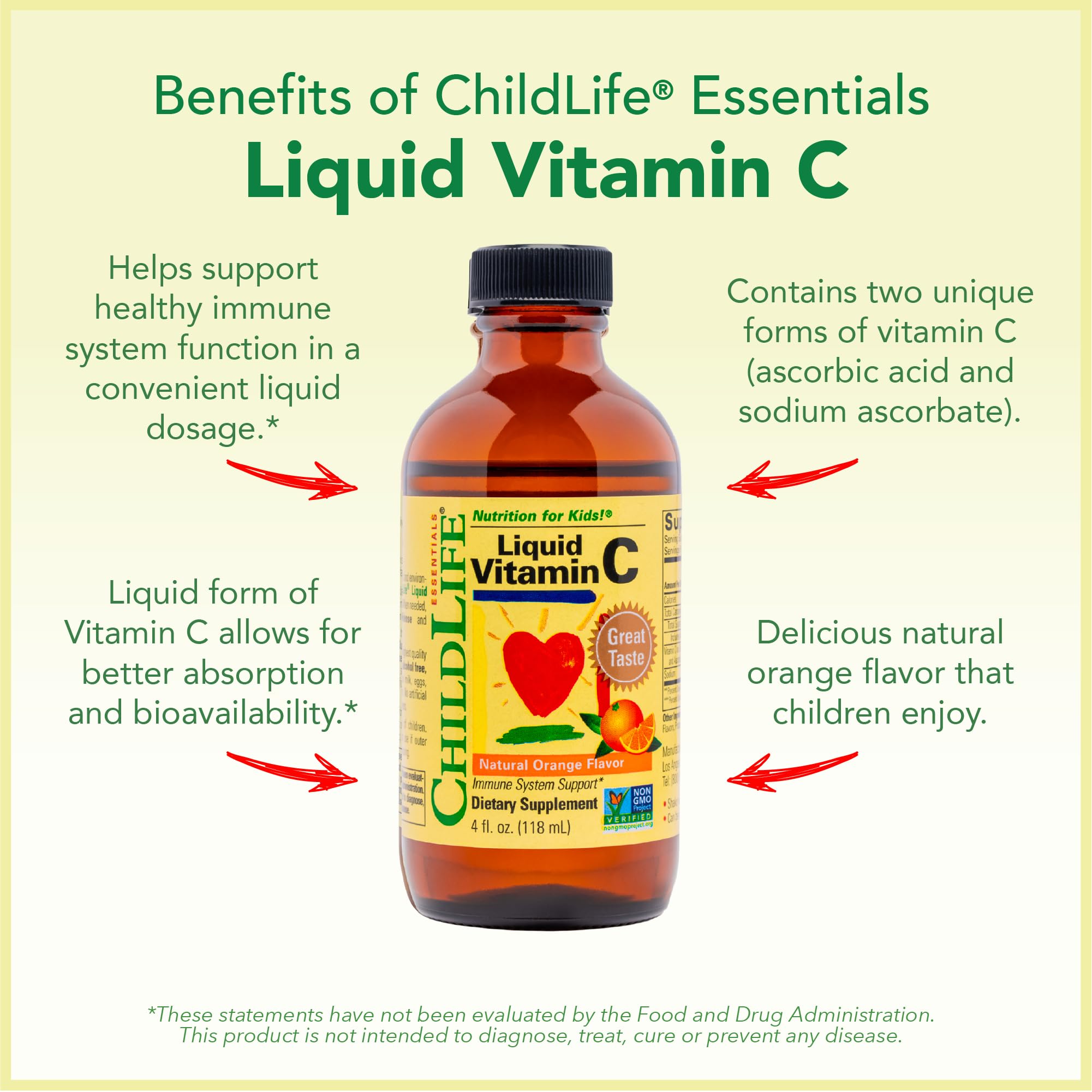 ChildLife Essentials Orange-flavored Vitamin C dropper easy dosing for children.