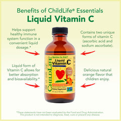 ChildLife Essentials Orange-flavored Vitamin C dropper easy dosing for children.