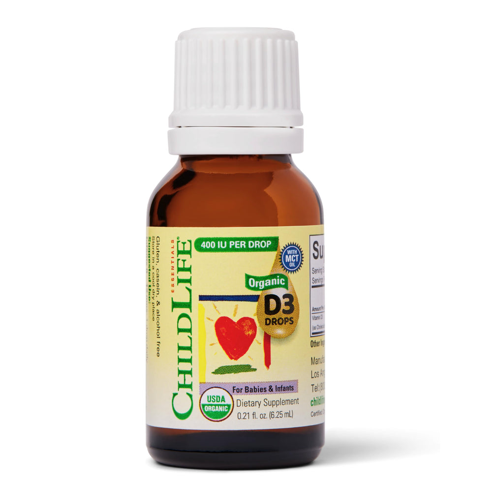 CHILDLIFE Essentials Vitamin D3 Drops bottle for infants supports bone and immune health.