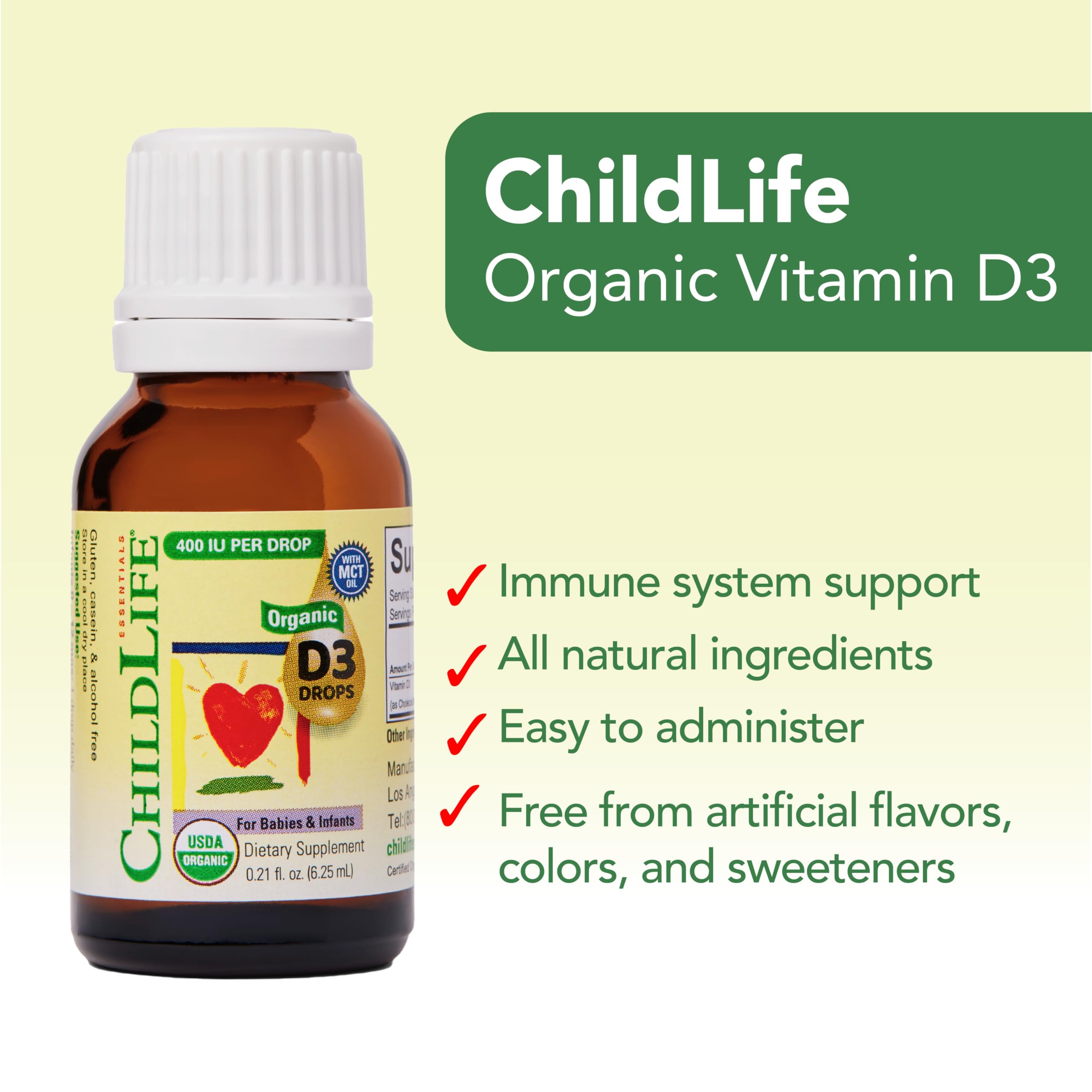 CHILDLIFE Essentials Vitamin D3 Drops flavorless formula ideal for newborns.