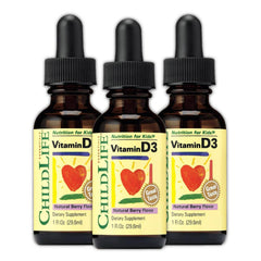 CHILDLIFE ESSENTIALS Vitamin D3 drops bottle for kids, easy daily dosing.