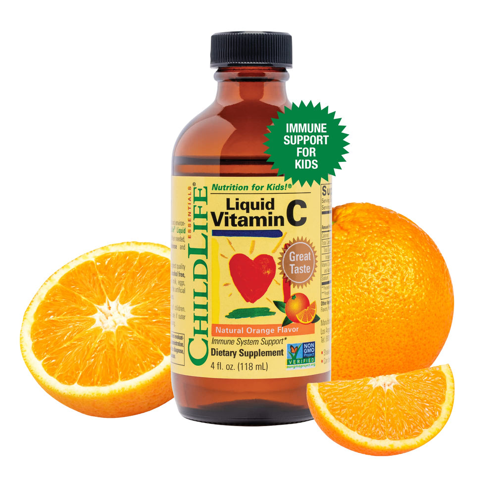 CHILDLIFE ESSENTIALS Vitamina C líquida, frasco 4 oz, apoyo inmunitario para niños.
