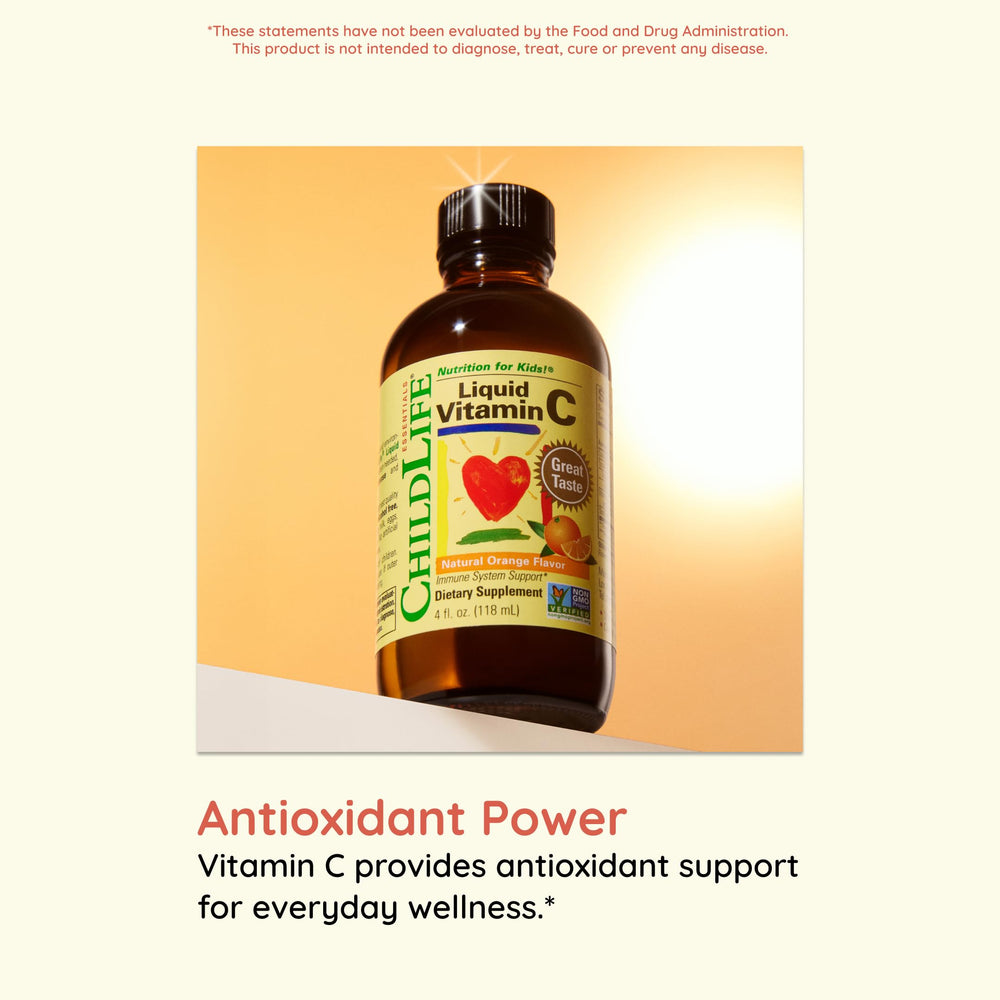 CHILDLIFE ESSENTIALS Vitamina C sin colorantes artificiales.