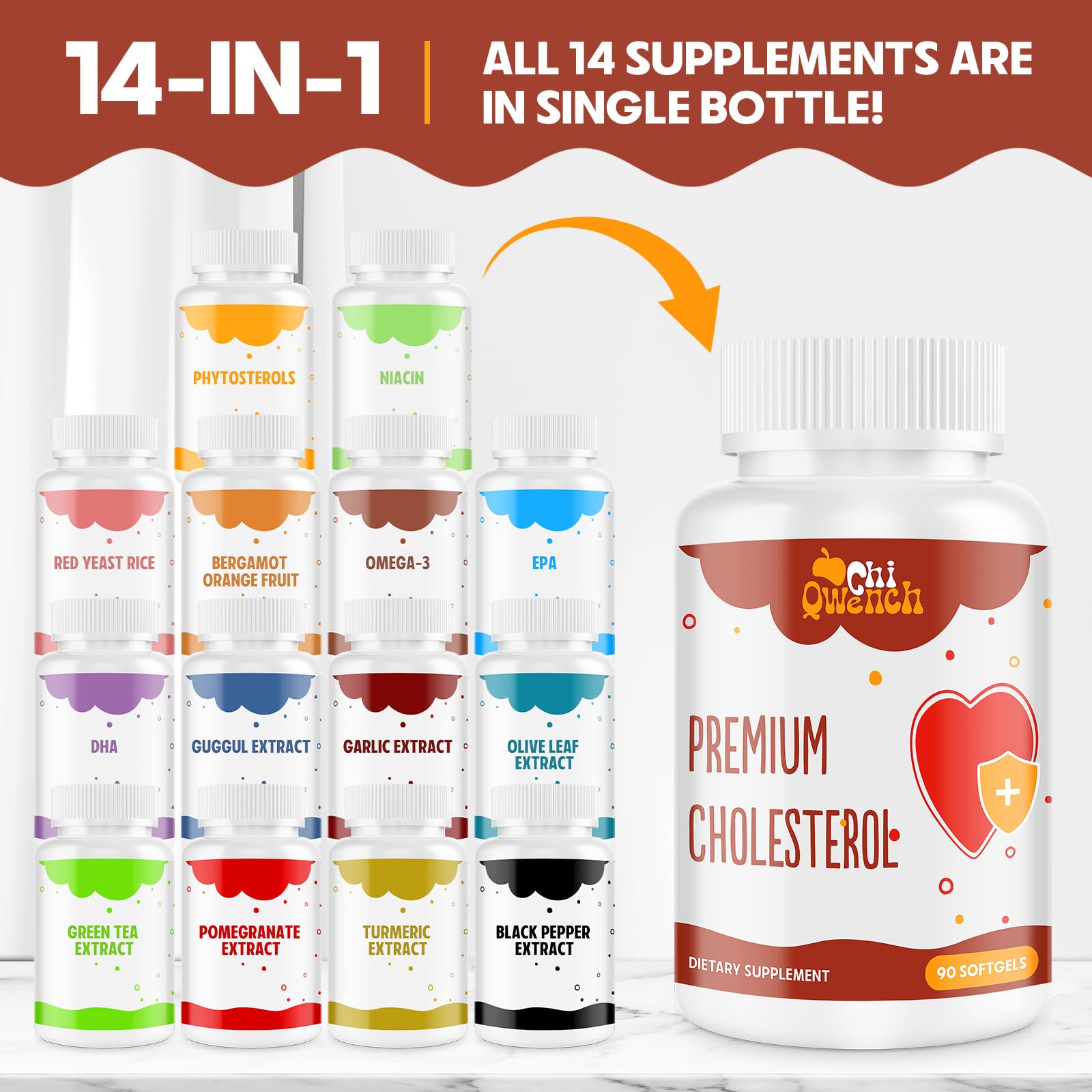 ChiQwench omega-3 garlic capsules combined for heart support