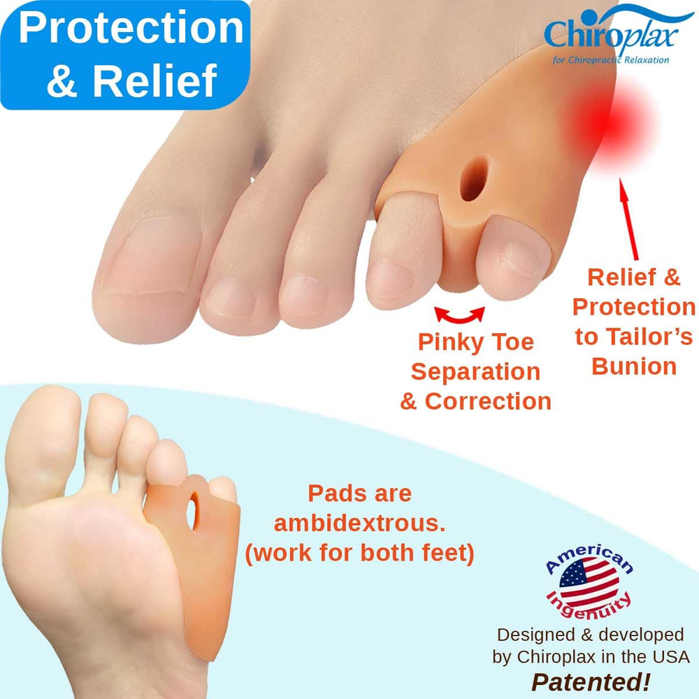 Chiroplax Tailor's Bunion Corrector Pads ambidextrous design suitable for both feet.