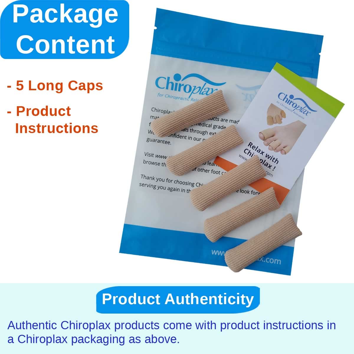 Chiroplax Toe Caps with fabric and gel lining provide gentle protection