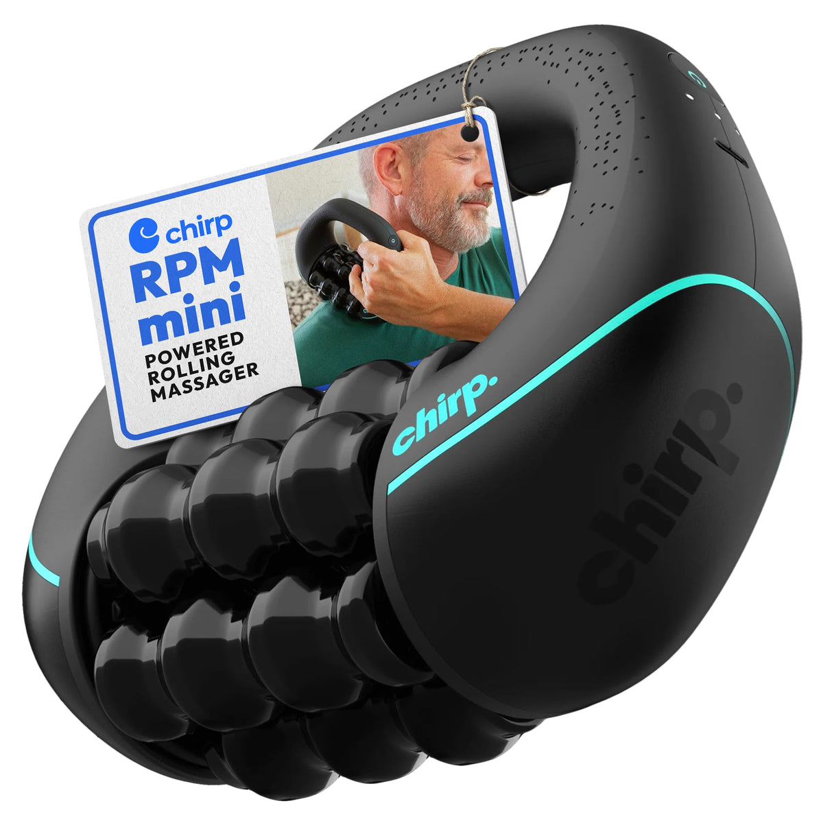 Chirp RPM Mini massage head delivers targeted percussive relief for sore muscles.