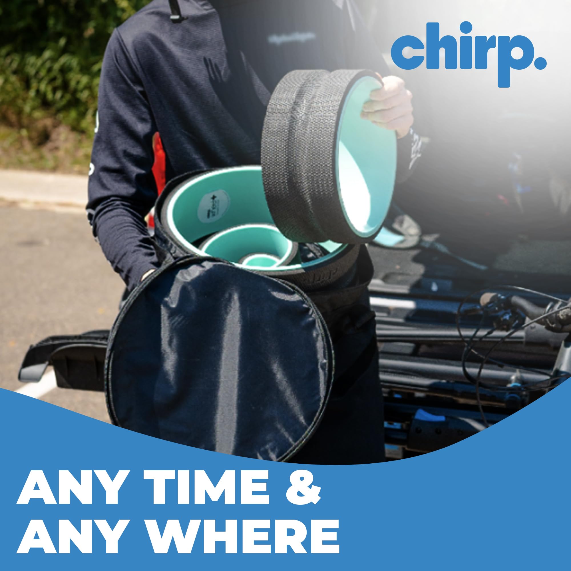 Chirp Upper Back Posture Corrector worn as backpack for alignment.