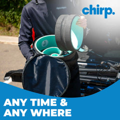 Chirp Upper Back Posture Corrector worn as backpack for alignment.
