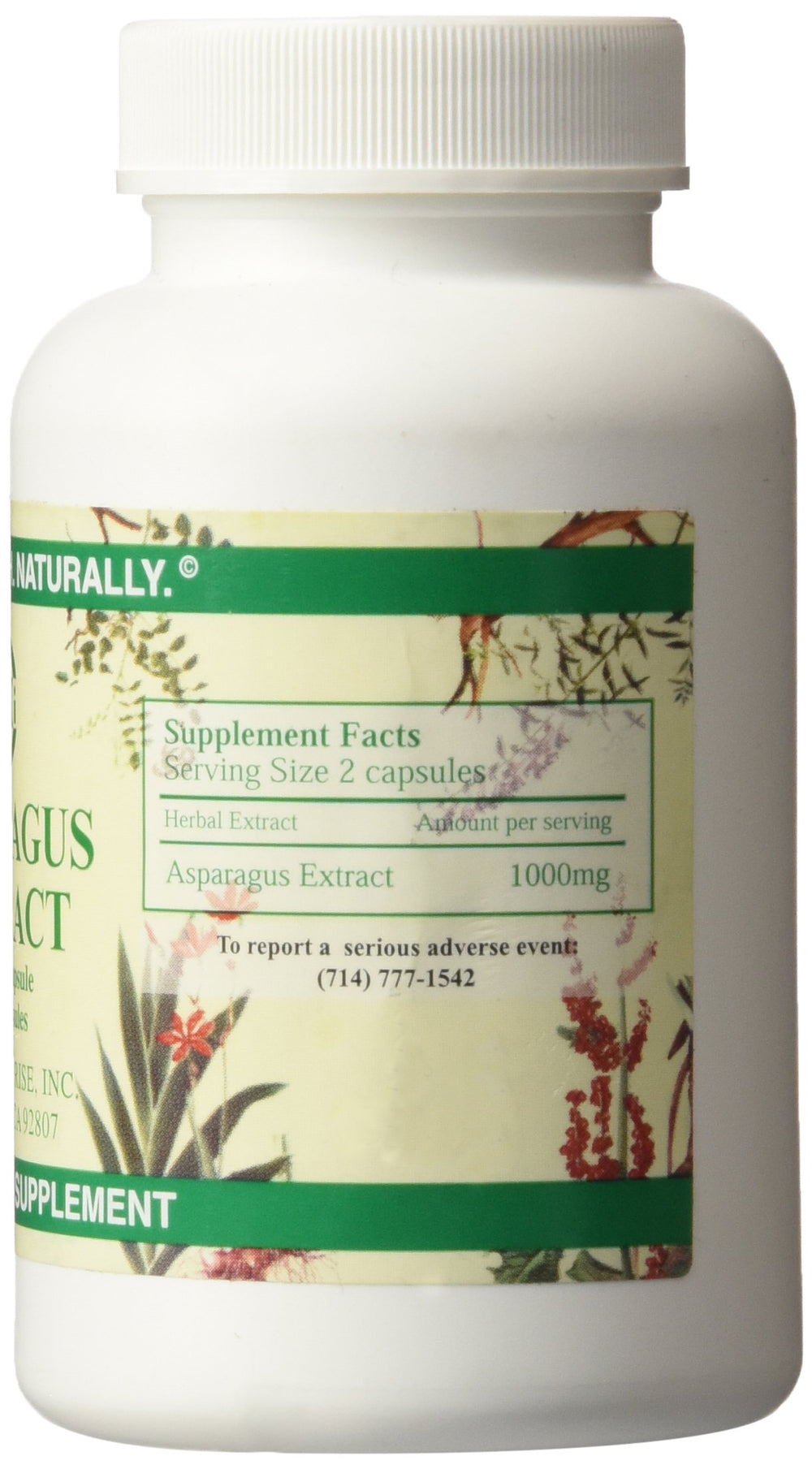 Chi's Enterprise asparagus extract label close-up highlights natural ingredients for daily use.
