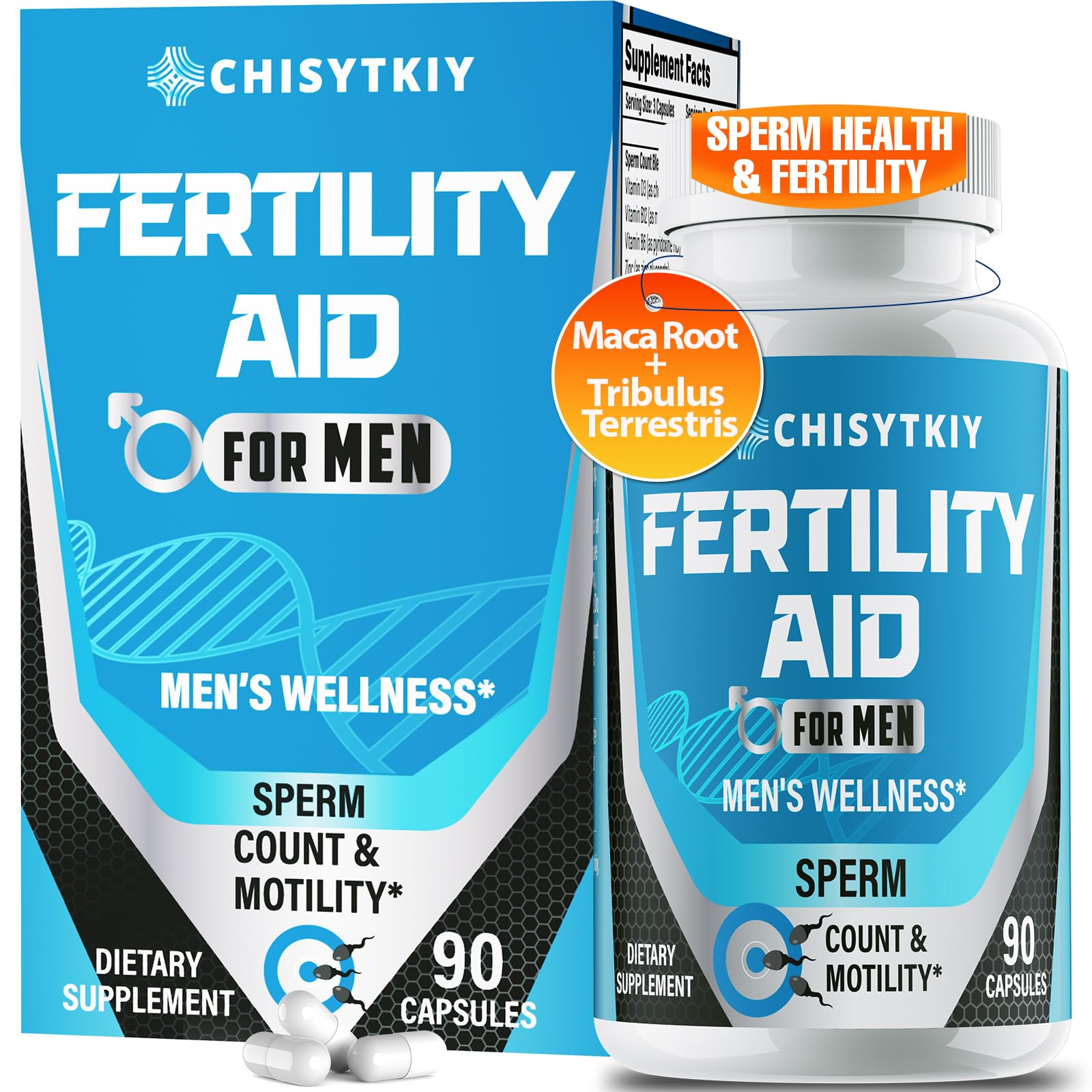 Chisytkiy male fertility bottle with 90 capsules supporting daily reproductive wellness