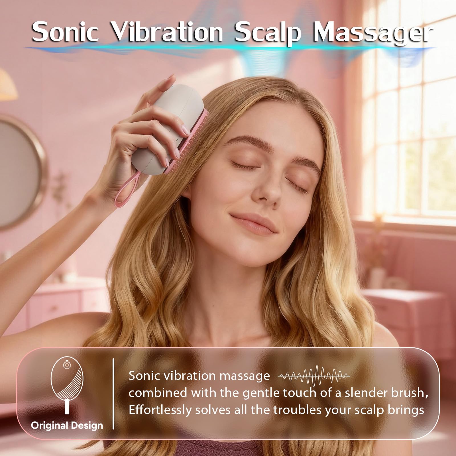 Chmilis electric head massager shows sonic vibration for stress relief.