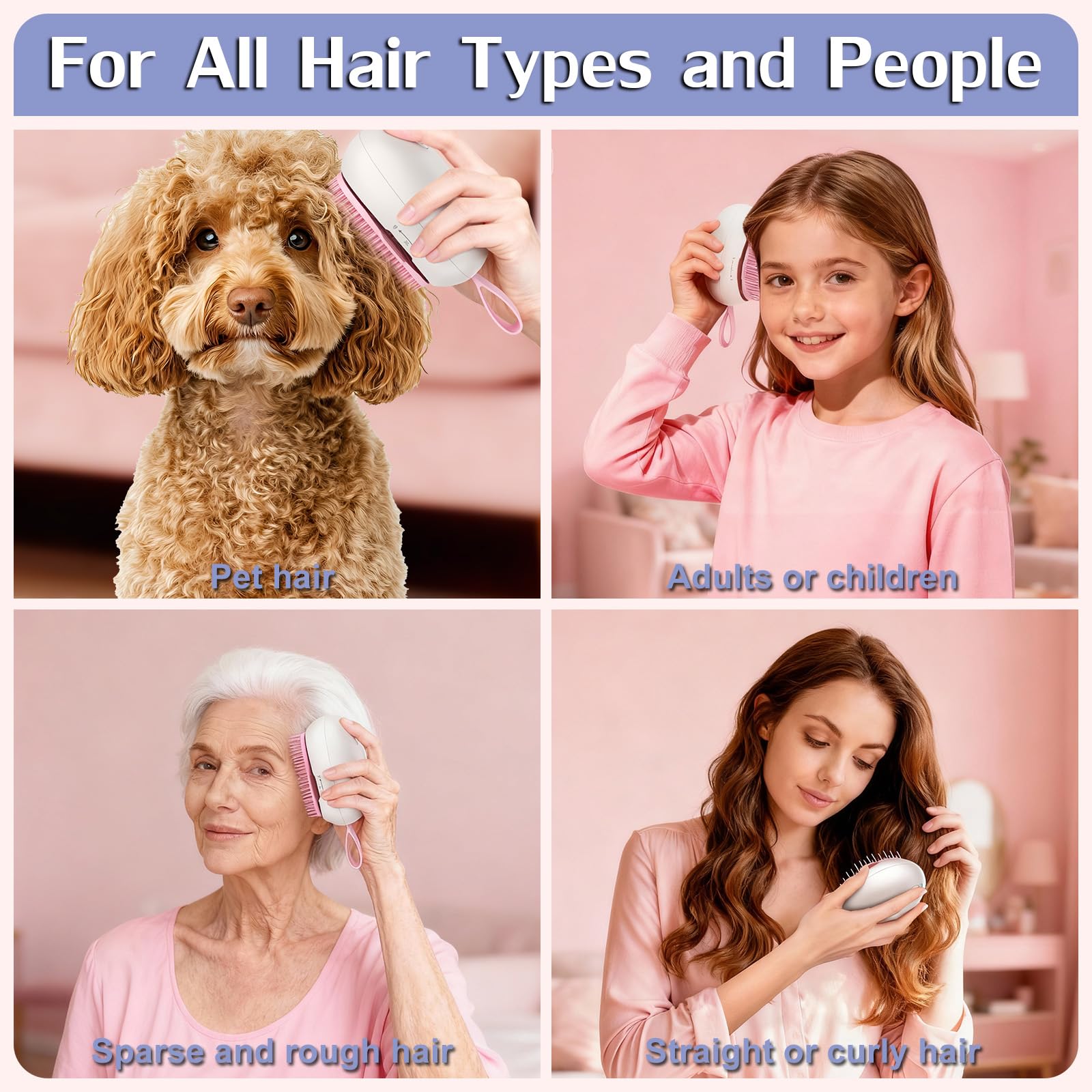 Chmilis scalp brush head swivels 30 degrees for easy cleaning.