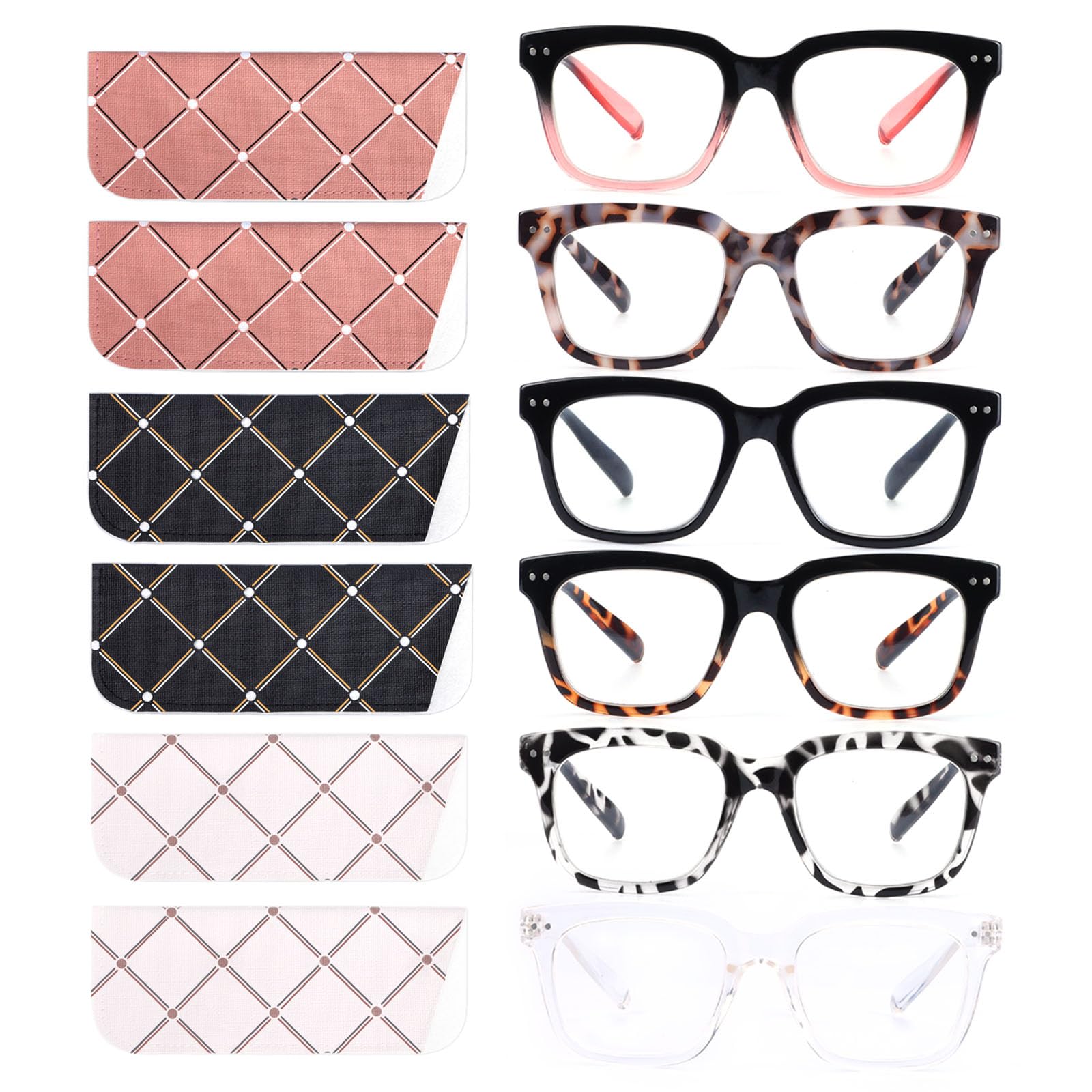 CHOFILORD six-pack reading glasses with blue light filtering for daily screens.