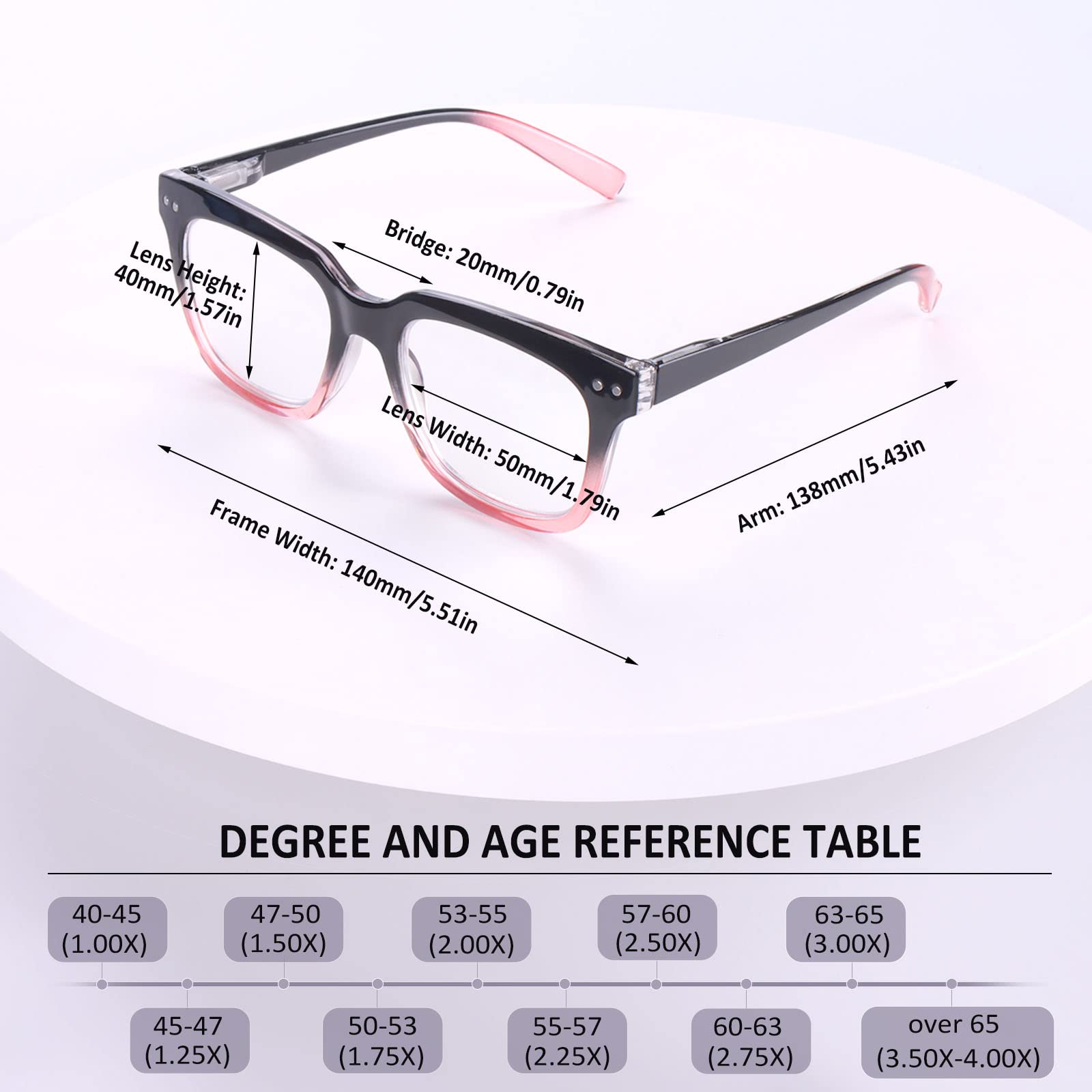 CHOFILORD square-frame readers with spring hinges for flexible fit across different face shapes.