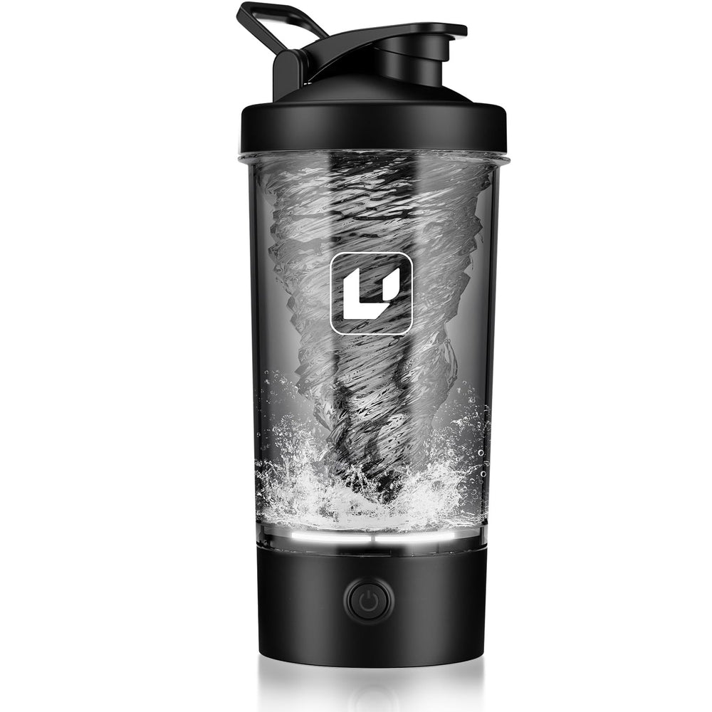 Cholas electric shaker bottle front view for gym and office use.