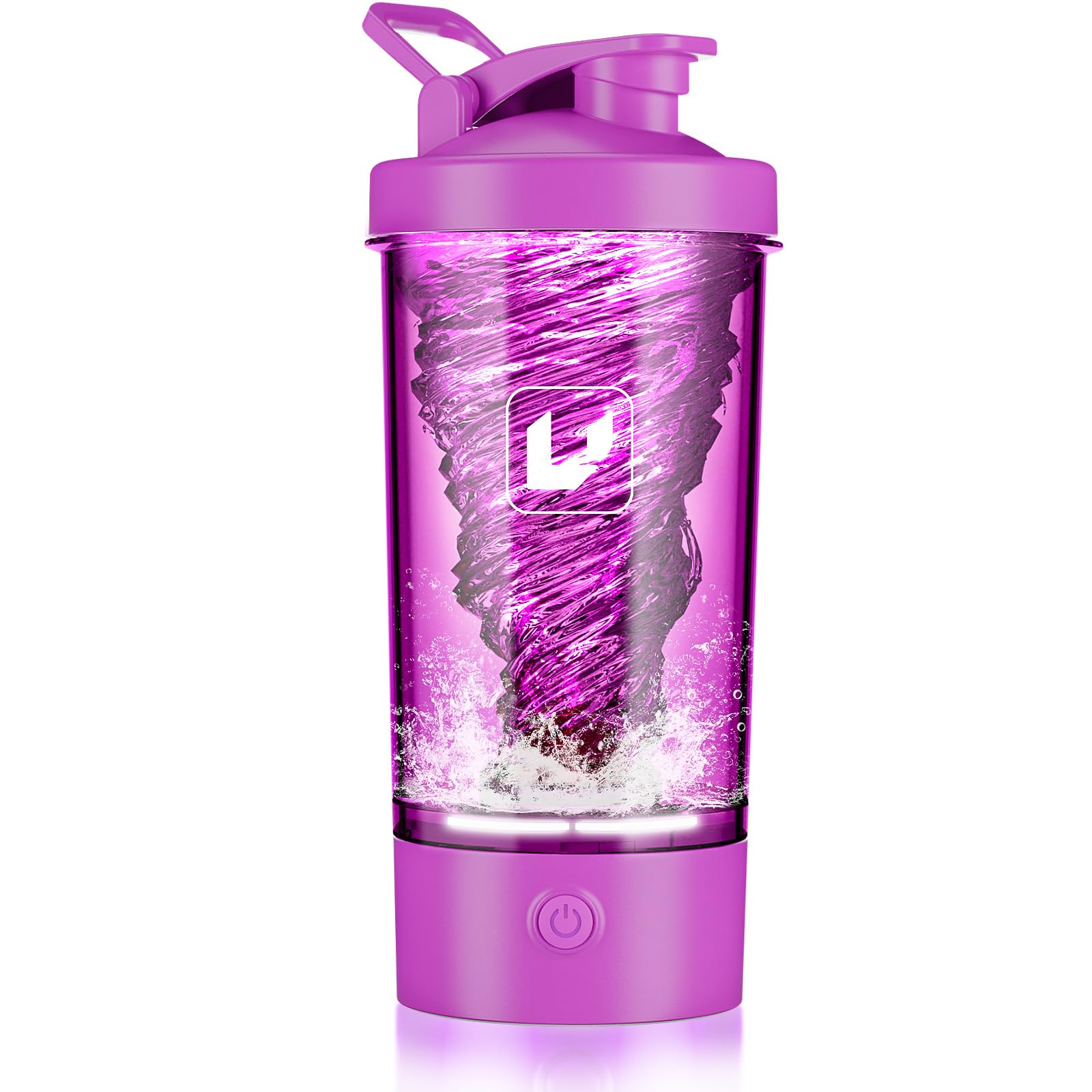 Cholas electric shaker bottle with USB-C charging port for easy power on the go.