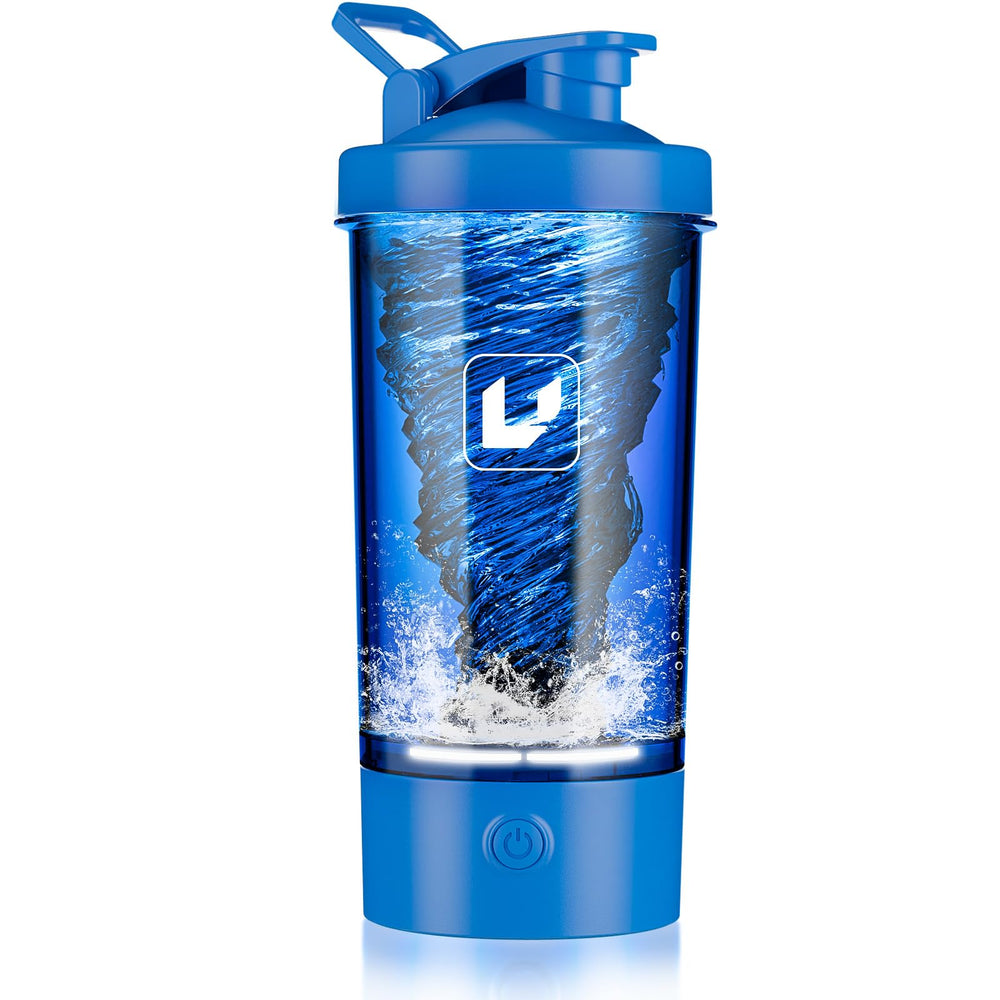 Cholas electric shaker bottle with USB-C recharge and blue finish for convenient workouts