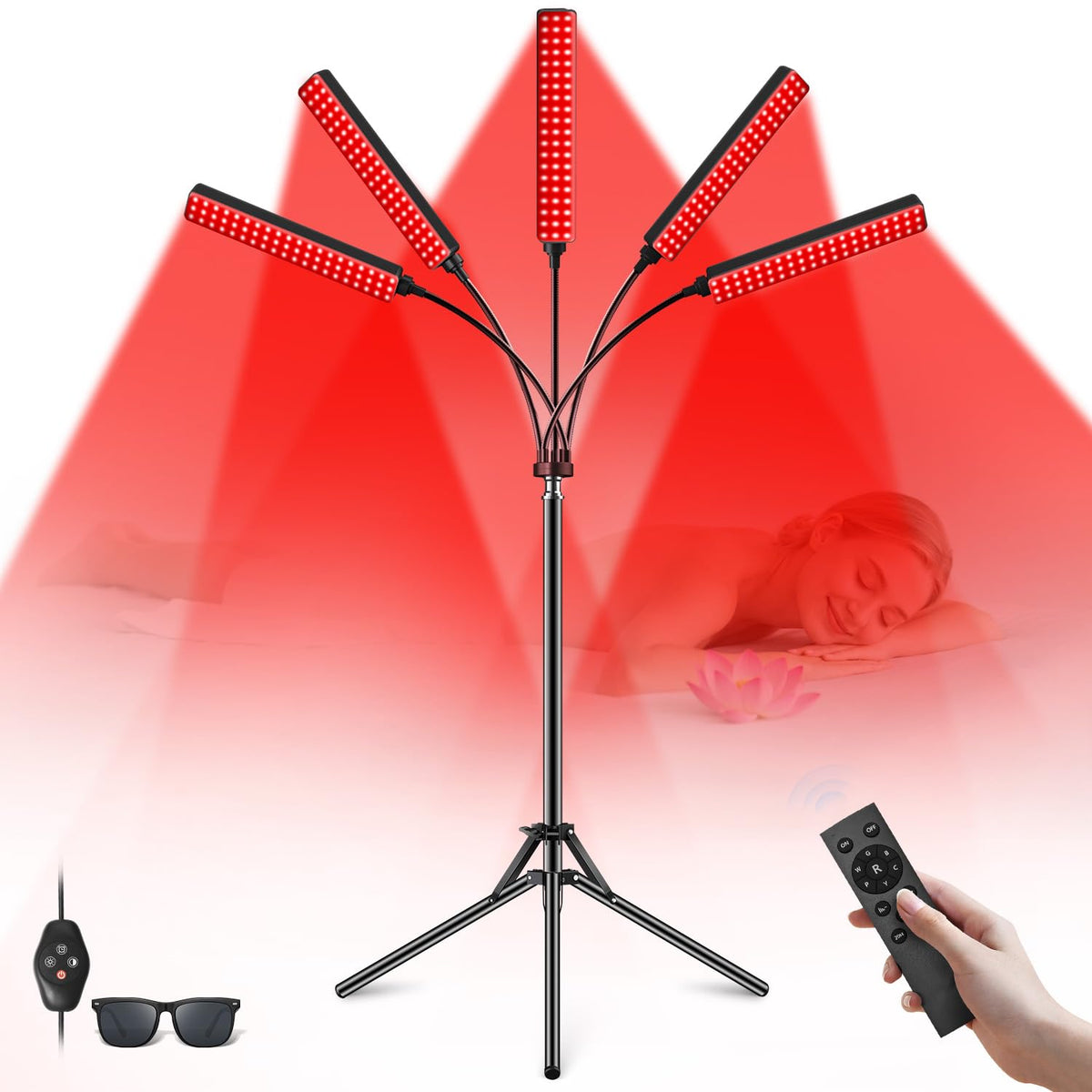 Cholas Red Light Therapy 5-heads front view for facial treatment