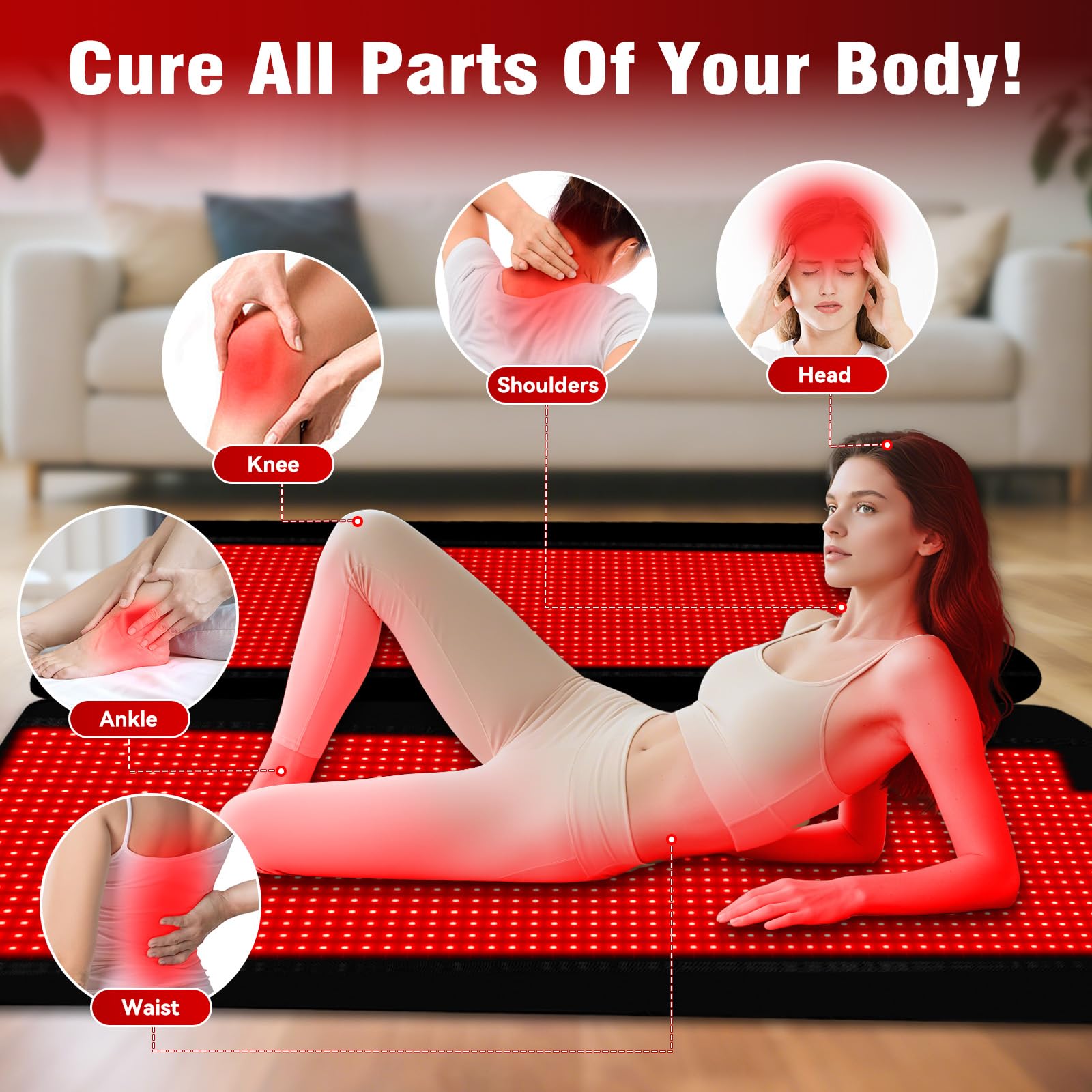Cholas red light therapy mat in flat full-body setup for expansive sessions
