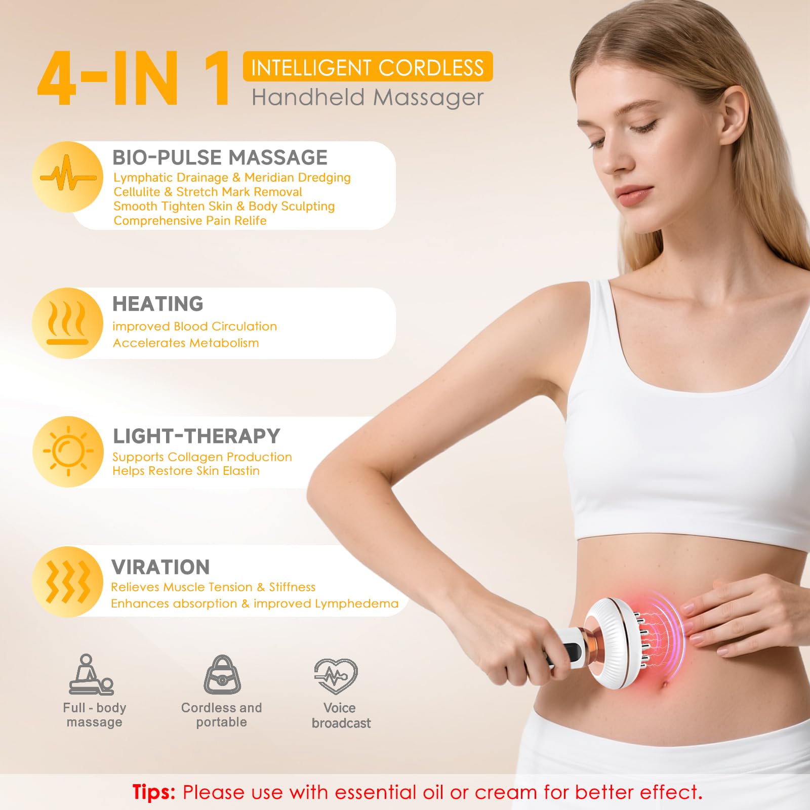 Choufaly cellulite massage feature targets firming and smoother skin around problem areas.
