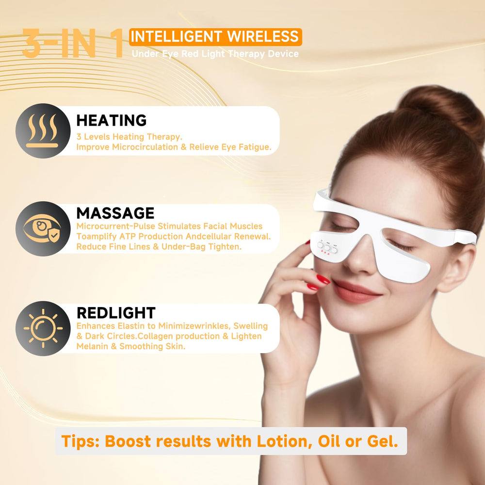 Choufaly eye massage feature provides soothing microcurrent relief during work.