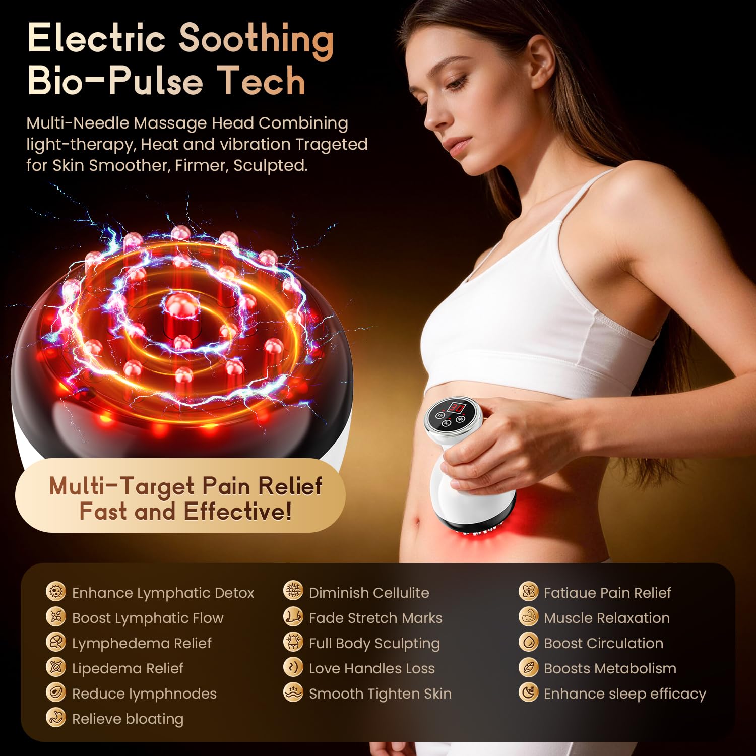 Choufaly heat and vibration head used for deep-tissue comfort.