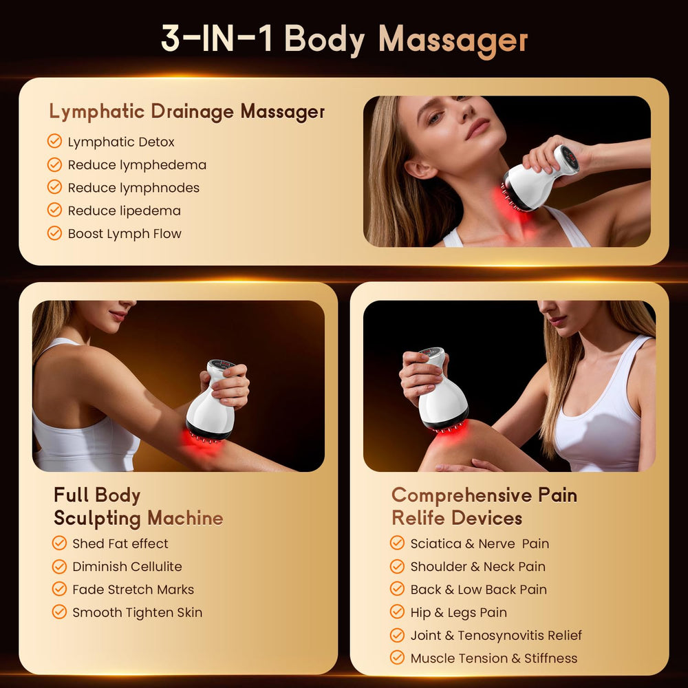 Choufaly red-light therapy panel aiding skin tightening on arms and legs.