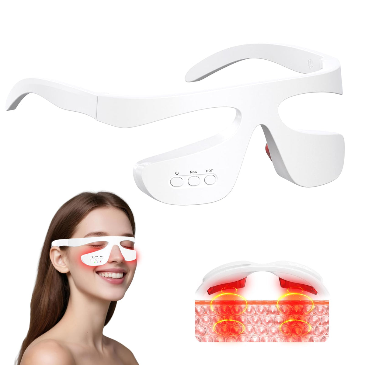 Choufaly under-eye red-light glasses for daily refresh and brighter eye area.