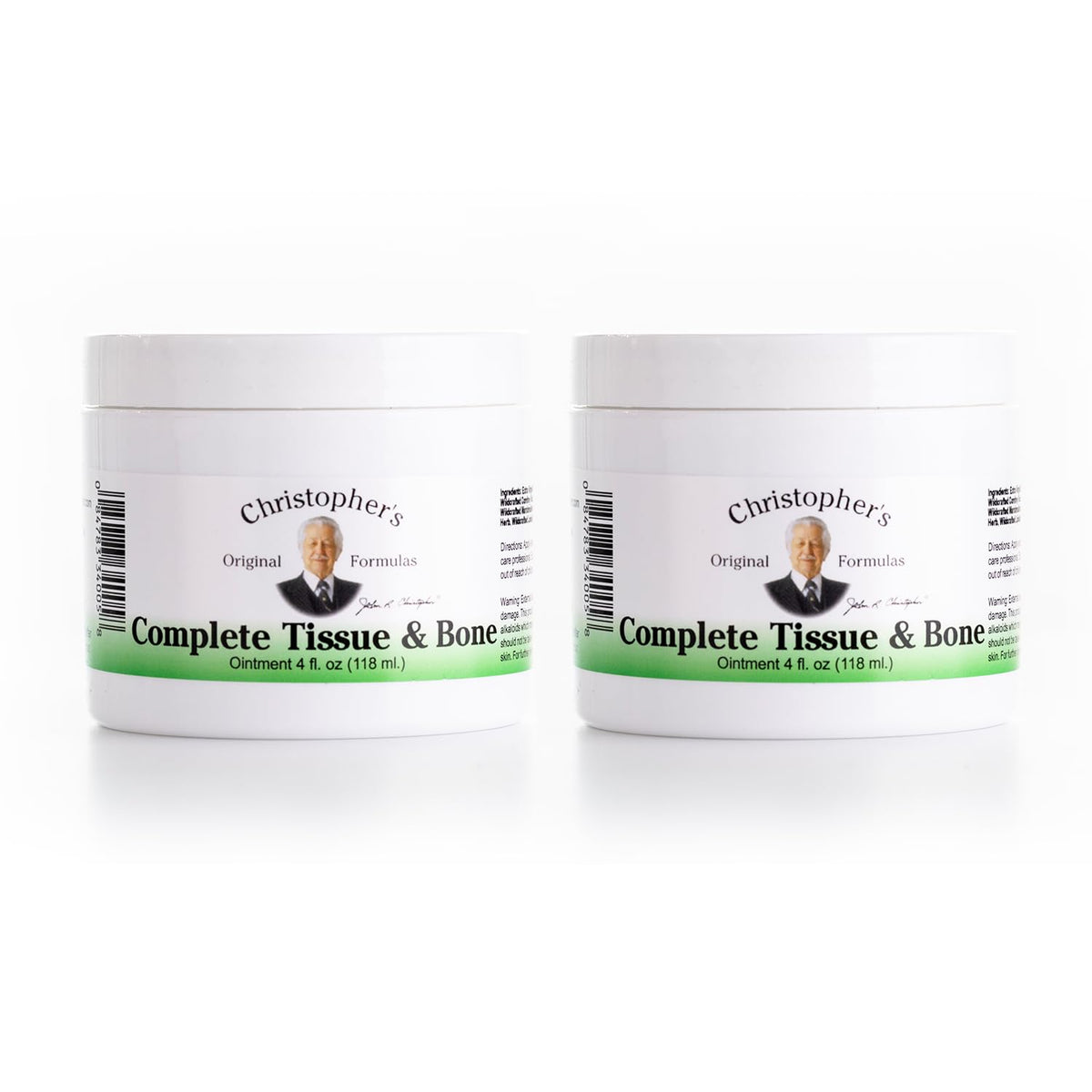 Christopher's Complete Tissue & Bone Ointment jar close-up for targeted muscle and joint relief.