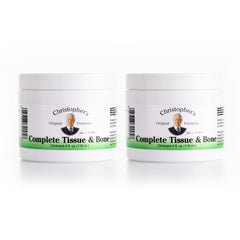 Christopher's Complete Tissue & Bone Ointment jar close-up for targeted muscle and joint relief.
