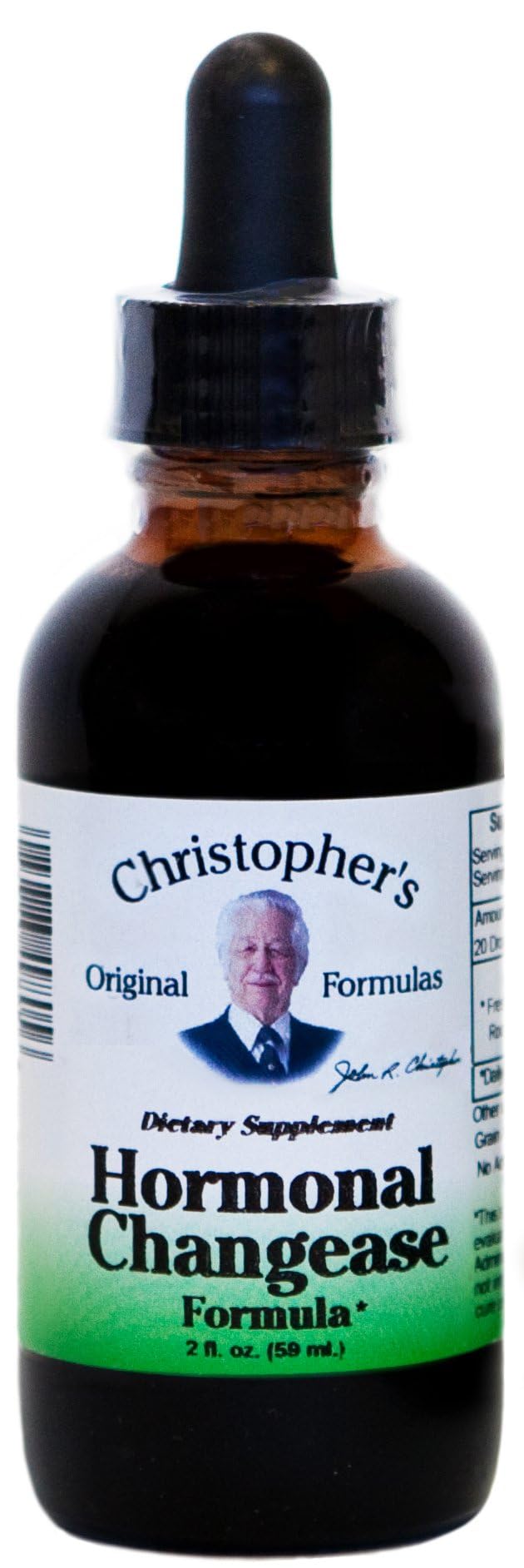 Christopher's Hormonal Changease bottle being poured for easy dosing and balance