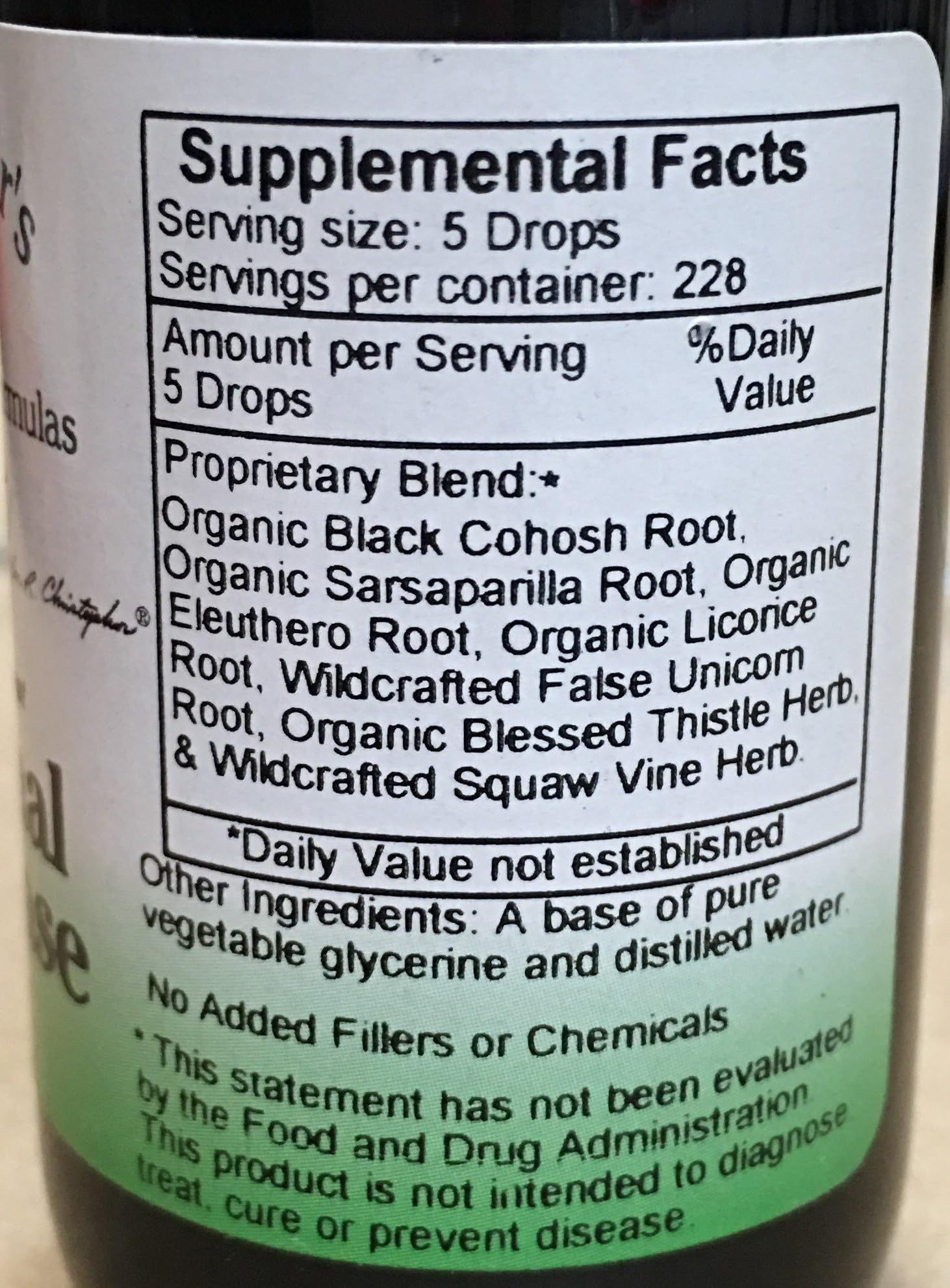 Front label of Christopher's Original Formulas Hormonal Changease highlighting herbal blend