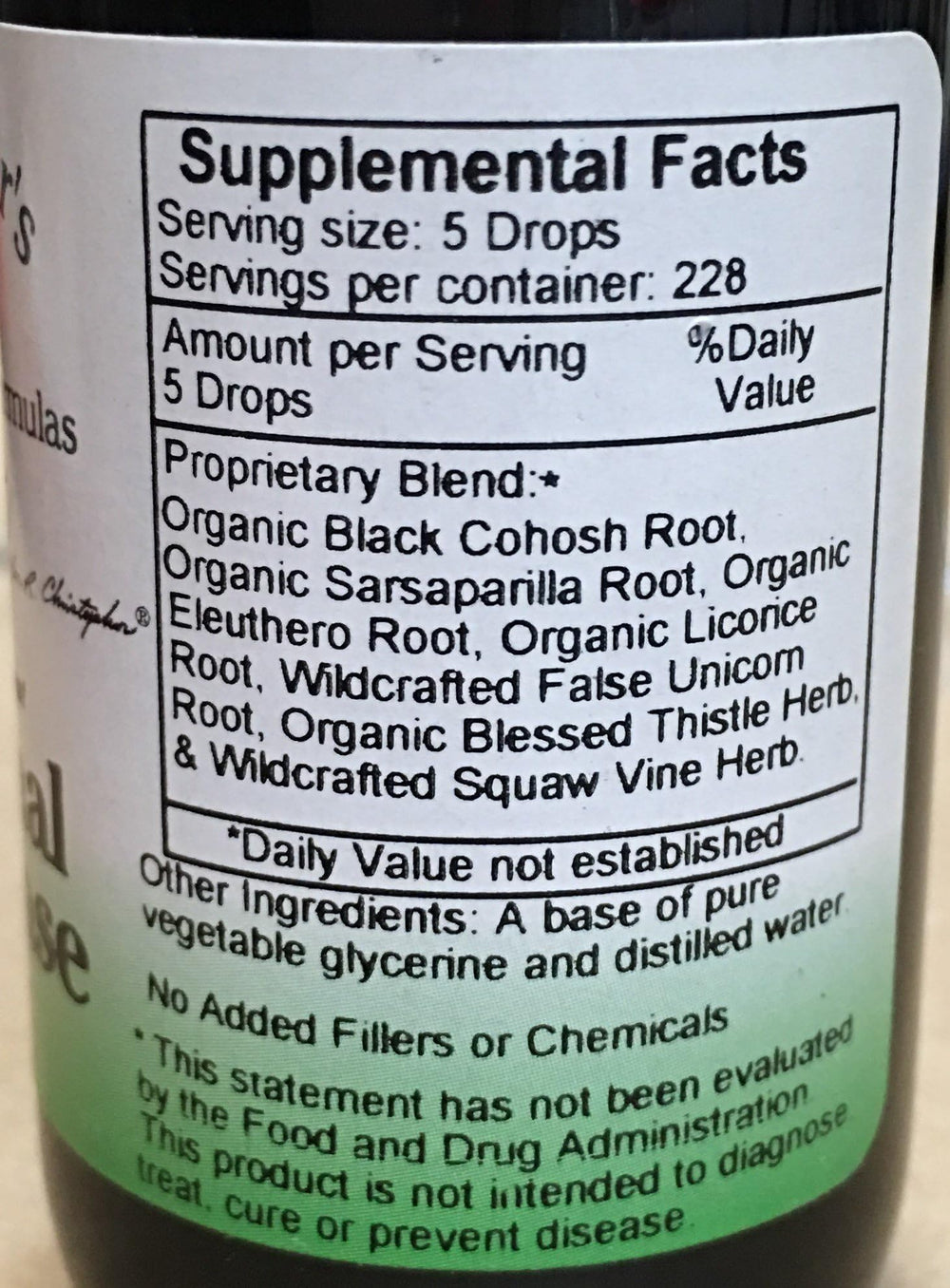 Front label of Christopher's Original Formulas Hormonal Changease highlighting herbal blend