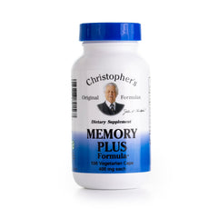 Christopher's Memory Plus bottle label close-up for daily cognitive support.