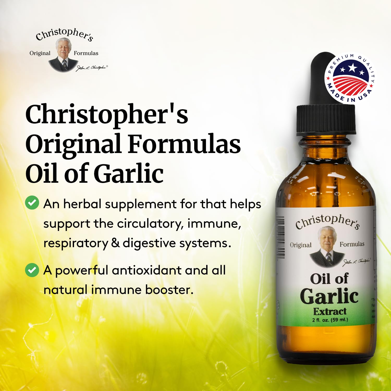 2-ounce bottle of Christopher's Original Formulas Garlic Oil for topical use