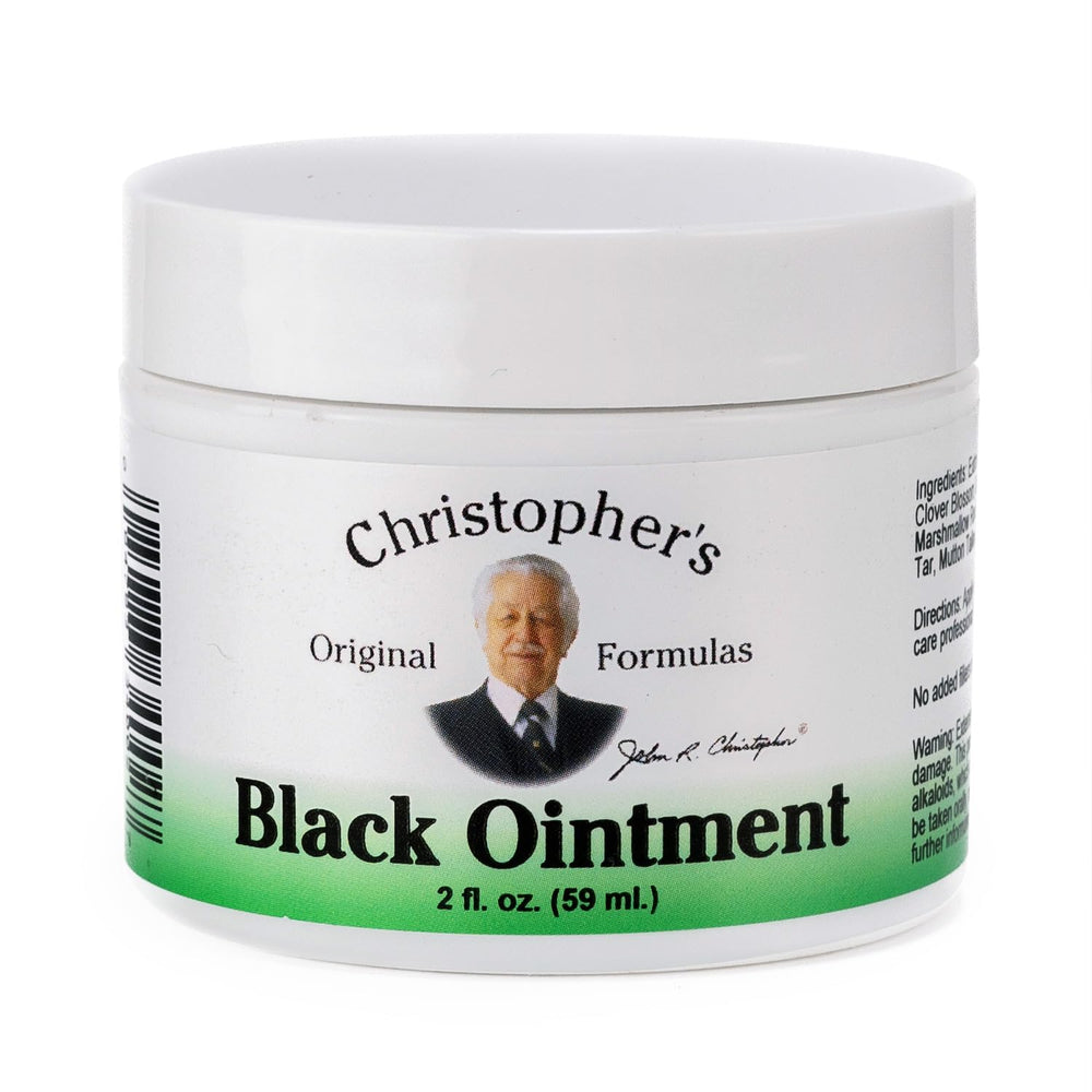 Christopher's Original Formulas Black Drawing Ointment jar for soothing skin support.
