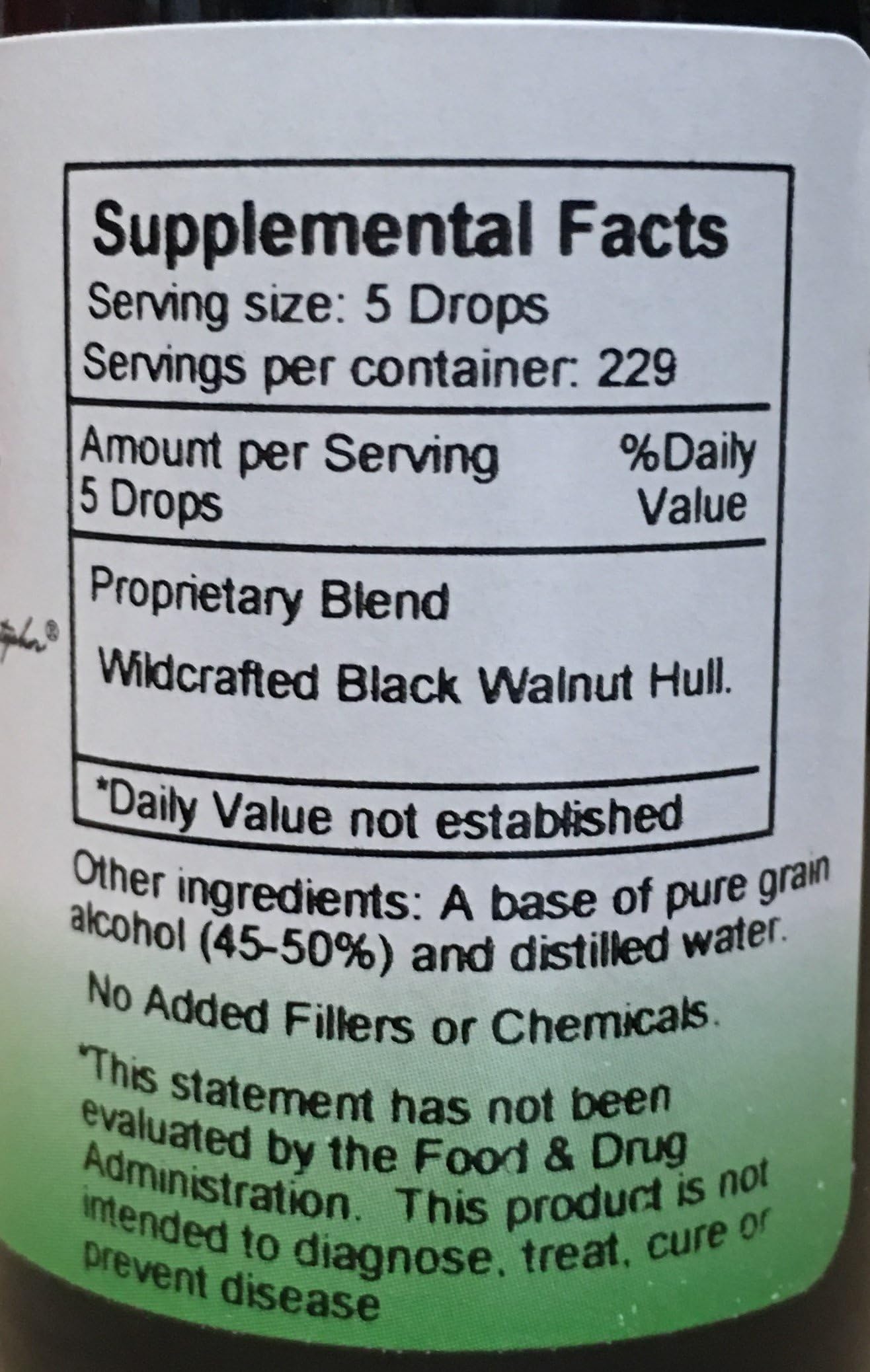 Christopher's Original Formulas Black Walnut Extract label highlighting USA-made quality