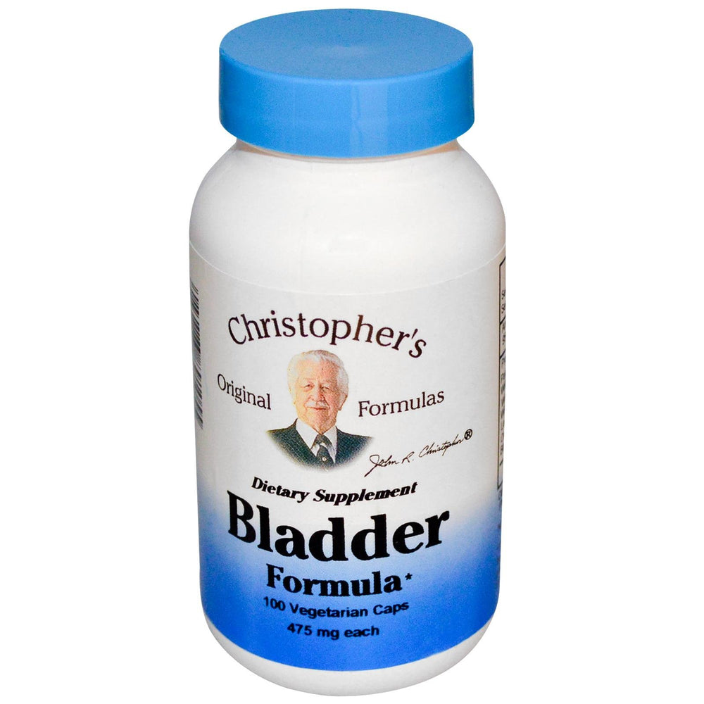 Christopher's Original Formulas Bladder Formula bottle shows capsules for urinary wellness support.