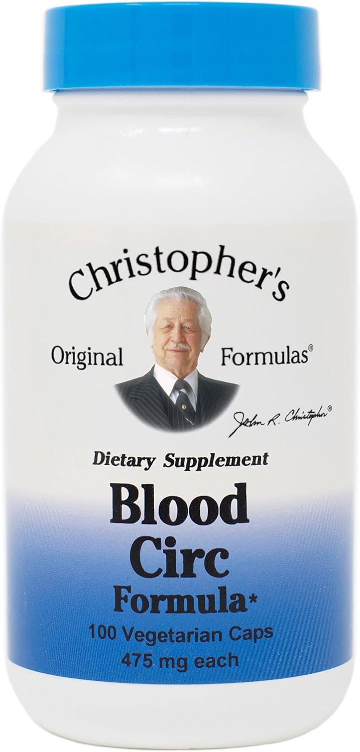 Christopher's Original Formulas Blood Circ Formula bottle sits ready for daily circulatory support.