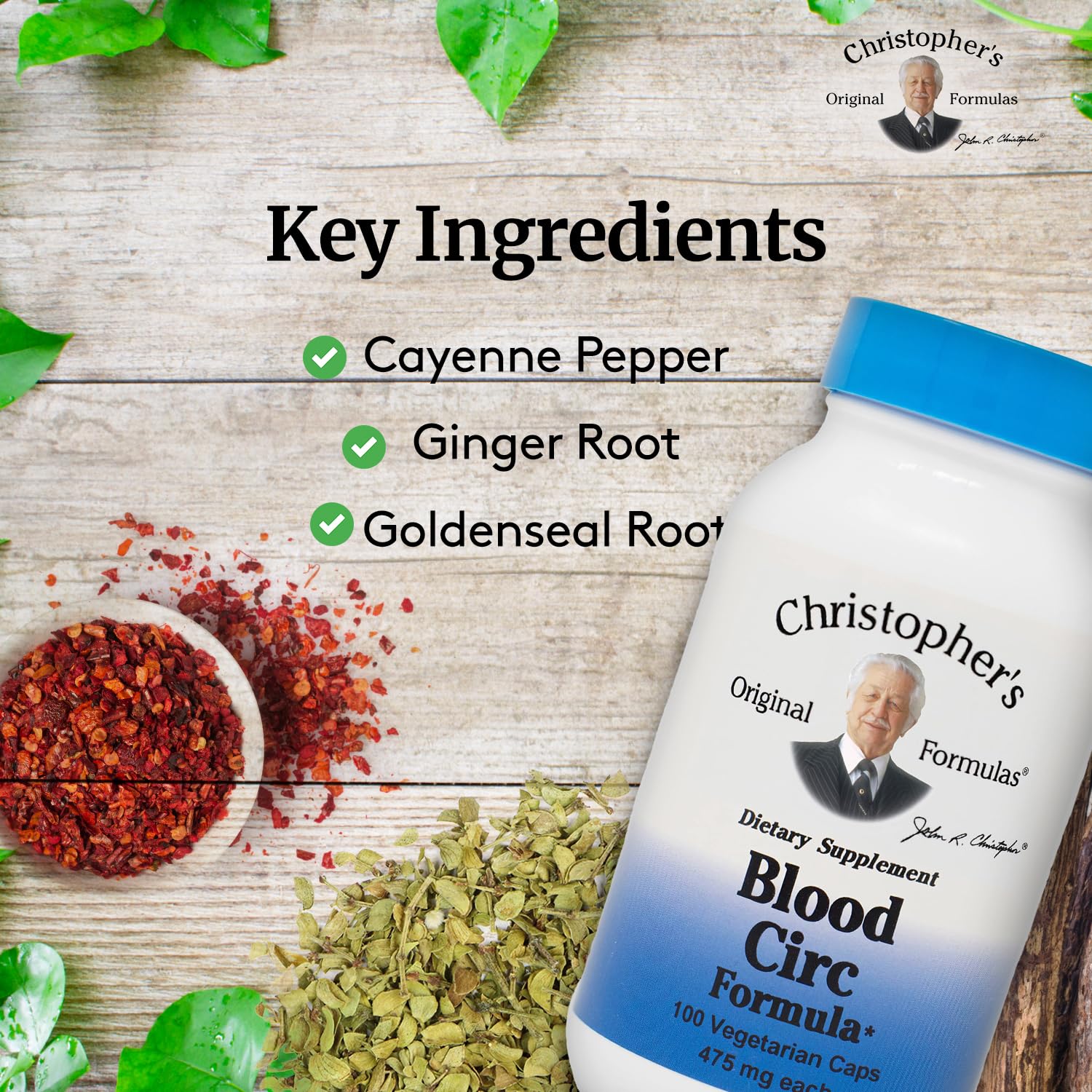 Label highlights cayenne, ginger, and ginkgo ingredients.