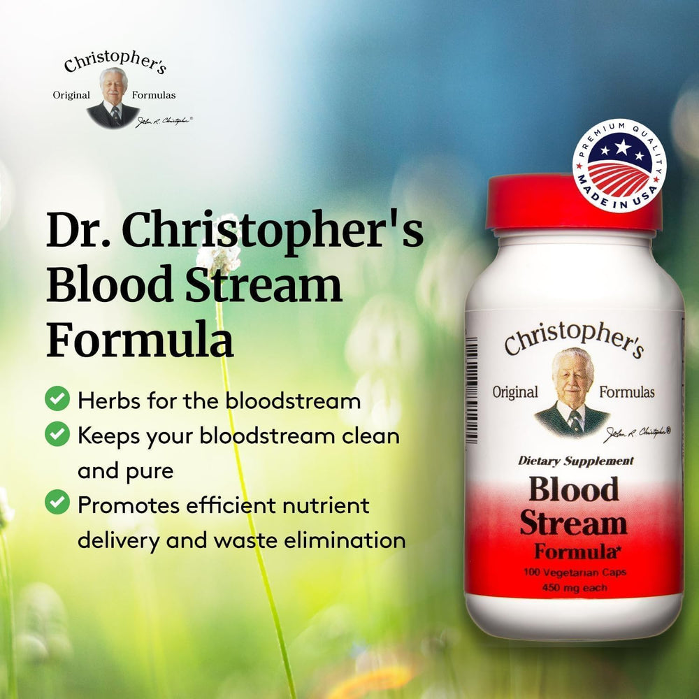 Christopher's Blood Stream capsules illustrating circulation support.