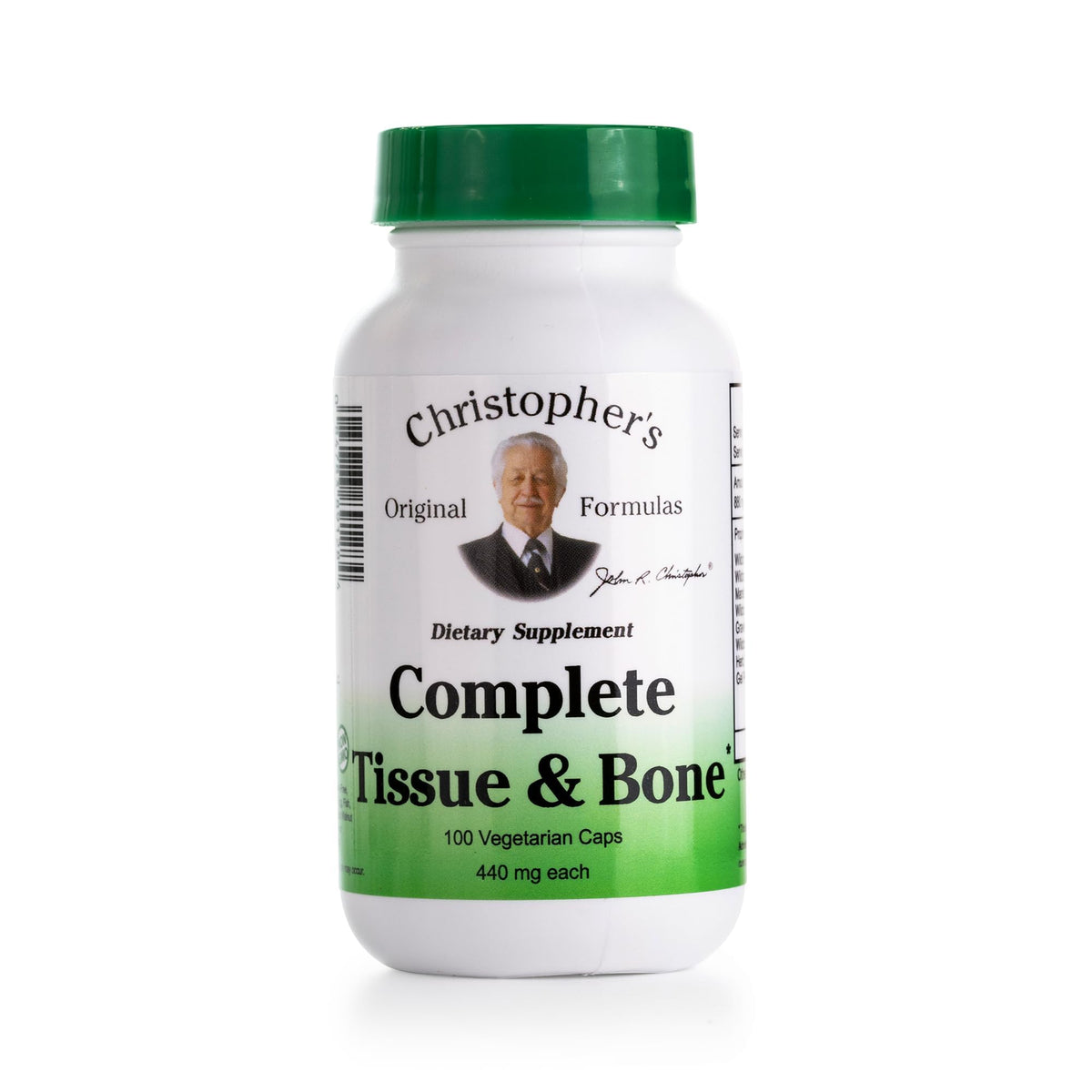 Christopher's Original Formulas Complete Tissue & Bone bottle with vegan capsules for joint support.