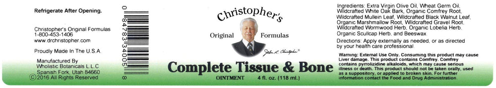 Christopher's Complete Tissue and Bone Ointment packaging close-up for easy daily use