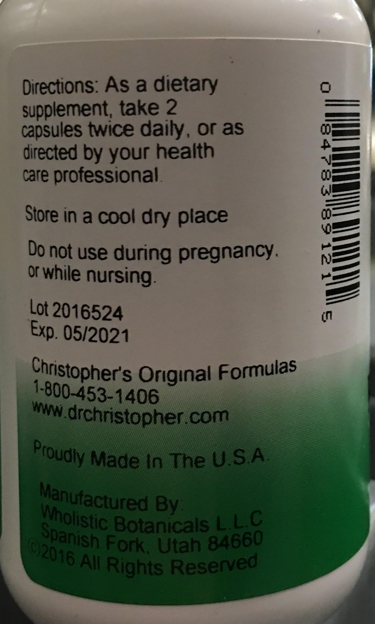 Christopher's Original Formulas female reproductive formula capsules closeup shows vegetarian capsules for daily support