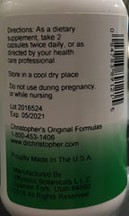 Christopher's Original Formulas female reproductive formula capsules closeup shows vegetarian capsules for daily support