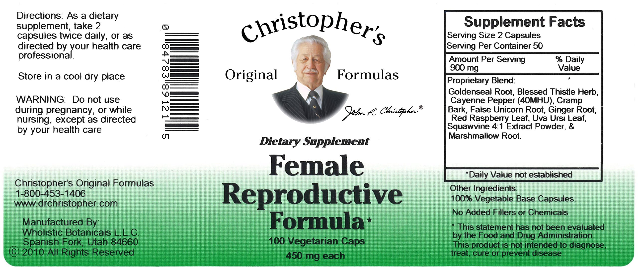 Christopher's Original Formulas female reproductive formula packaging box signals US-made quality